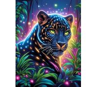 Pantera Negra con Ojos Luminosos Puzzle 1000 Piezas Desafío Intelectual 3D Planta Silvestre Rompecabezas para Hombres Y Mujeres Obra De Arte Colorido Decoración Hogar 1000 PCS