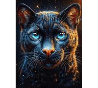 Pantera Negra con Ojos Luminosos Puzzle 500 Piezas Desafío Impossible Extremo Animal Salvaje Mascota Cute Rompecabezas para Adultos Aliviar Estrés Decoración Hogar 3D Maquetas Construir 500 PCS