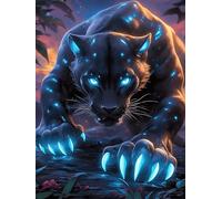Pantera Negra con Ojos Luminosos Puzzle 500 Piezas Juguete Educativo Fauna Mascotas Rompecabezas Impossible para Adultos Aliviar Estrés Decoración Hogar DIY Creativo 500 PCS