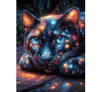 Pantera Negra de Ojos Luminosos Puzzle 300 Piezas Familiar Creativo Animales Salvajes y domésticos Rompecabezas 3D para Familia Juguete Educativo Construir Maquetas Aliviar Estrés 300 PCS