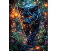 Pantera Negra de Ojos Luminosos Puzzles 500 Piezas Estera Portátil Familiar Grande Animales Salvajes y domésticos Rompecabezas para Adultos Aliviar Estrés 3D Maquetas Construir DIY Moderno 500 PCS