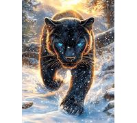 Pantera Negra de Ojos Luminosos Puzzles 500 Piezas Estera Portátil Familiar Grande Animales Salvajes y domésticos Rompecabezas para Adultos Aliviar Estrés 3D Maquetas Construir DIY Moderno 500 PCS
