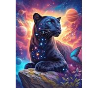 Pantera Negra en Cielo Estrellado mágico Puzzles 500 Piezas Maquetas 3D Educativas Animal Salvaje Mascota Rompecabezas para Familia Construir DIY Moderno Aliviar Estrés Decoración 500 PCS