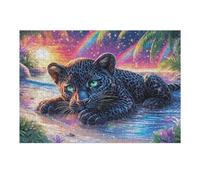 Pantera Negra en el Arroyo Puzzles 300 Piezas Construir Maquetas Detalladas Stream Jungle Leaf Rompecabezas para Adultos Desafío Intelectual Juguete Educativo 3D Moderno 300 PCS