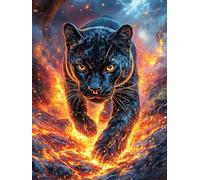Pantera negra en el bosque mágico ardiente Puzzle 1000 Piezas Cartón Grueso Para Adolescentes Cuento de Hadas de Animales y Plantas Mejora Coordinación Ojo-Mano Actividad Compartir Familia Pieza Colec