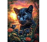 Pantera negra en el bosque mágico Puzzle 500 Piezas Educativo Construir 3D Paisaje de cuento de hadas en caricatura Rompecabezas Para Familia Maquetas Educativas Desafío Intelectual Decoración Hogar 5