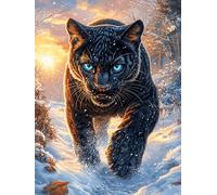 Pantera Negra en el Bosque mágico Rompecabezas 300 Piezas Cartón para Adultos Paisajes y Ciencia ficción Estimulación Cognitiva Mejora Coordinación Ojo-Mano Actividad Compartir Familia 300 PCS