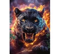 Pantera Negra en un Brillo Mágico Ardiente Puzzle 1000 Piezas Cartón Grueso Para Adolescentes Mascota de Vida Silvestre Mejora Coordinación Ojo-Mano Actividad Compartir Familia Pieza Colección Navidad