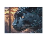 Pantera Negra Estrellada de Noche Puzzle 300 Piezas Hogar Decoración Elegante Bestias fantásticas Rompecabezas para Hombres Y Mujeres 3D DIY Creativo Aliviar Estrés Desafío Intelectual 300 PCS