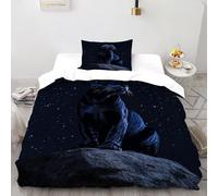 Pantera Negra Funda De Edredón 2 Piezas 3D Impresa Animal Theme con 1 Fundas De Almohada Single（135x200cm） Microfibra Ropa De Cama para Niñosy Hombres