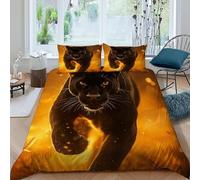 Pantera Negra Funda De Edrojoón Vida Silvestre 3D Microfibra Ropa De Cama De 2 Fundas De Almohada, para Niños Y Hombres Funda De Edrojoón Dormitorio Double（200x200cm）