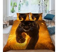 Pantera Negra Funda De Edrojoón Vida Silvestre 3D Microfibra Ropa De Cama De 2 Fundas De Almohada, para Niños Y Hombres Funda De Edrojoón Dormitorio Super King（260x220cm）