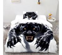 Pantera Negra Funda Edredon 2 Piezas con Impresión En 3D Wild Jungle Animal con Funda Almohada Single（135x200cm） 100% Microfibra Juego De Ropa De Cama para