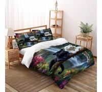 Pantera Negra Juego De Ropa De Cama Tamaño King Animales Lindos Fundas De Edredón Lavables 3 Piezas 2 Funda De Almohada(50 * 75) Super King（260x220cm）