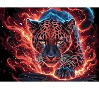 Pantera negra llameante cielo estrellado Rompecabezas 500 Piezas Cartón Para Niños Mayores 14 Años animales fantásticos vibrantes Noches De Cita Antiestrés Pack Completo Detalle Único Original 500 PCS
