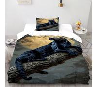 Pantera Negra Llena Juego De Ropa De Cama De Microfibra Animales Lindos Fundas De Edredón Lavables 2 Piezas 1 Funda De Almohada(50 * 75) Single（135x200cm）