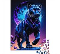 Pantera Negra Mística Puzzle de 1000 Piezas Papel para Adultos Noche Vida Salvaje Relajación Concentración Hogar Regalo 52x38cm/1000pcs