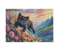 Pantera Negra Mother and Cub Rompecabezas 300 Piezas Cartón Grueso para Coleccionistas Noches De Cita Mejora Concentración Ocio En Casa Regalo Reyes Magos 300 PCS/40x28cm
