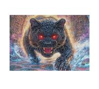 Pantera Negra Ojos Rojos Puzzles 300 Piezas Decorativo Coleccionable Tiempo Feliz Obra De Arte Rompecabezas Familiar para Adultos Desafío Avanzado DIY Creativo 300 PCS