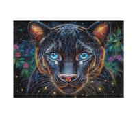 Pantera Negra Primer Plano Puzzles 300 Piezas Construir DIY 3D Tiempo Feliz Rompecabezas para Adultos Maquetas Educativas Aliviar Estrés Estera Portátil 300 PCS