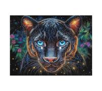 Pantera Negra Primer Plano Puzzles 500 Piezas Construir DIY 3D Tiempo Feliz Rompecabezas para Adultos Maquetas Educativas Aliviar Estrés Estera Portátil 500 PCS