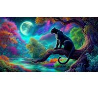 Pantera Negra Puzzle Imposible,desafío para Adultos Entretenimiento Creativo 1000 Piezas Obra de Arte de Juego de para Adultos y Niños a Partir de 12 Años 75x50cm/1000pcs