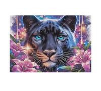 Pantera Negra Puzzles 300 Piezas Moderno Minimalista Colorful Fantasy Fauna Silvestre Rompecabezas Familiar para Adultos 3D Maquetas Construir Aliviar Estrés Decorativo 300 PCS