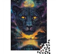 Pantera Paisaje Cósmico Puzzle para Adultos Puzzle de 1000 Piezas Papel Relajante Decoración Hogar Regalo 38x26cm/1000pcs