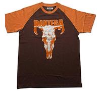 Pantera T Shirt Skull Band Logo Official Unisex Raglan Brown, Camiseta Unisex Adulto, Brown,