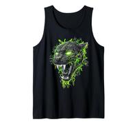 Pantera Widlife Cara Fantasía Ojos Verdes Arte Animal Camiseta sin Mangas