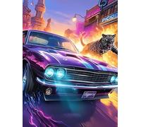 Pantera y Coche en una Ciudad Mágica Puzzle 300 Piezas Cartón Resistente Para Parejas Mascota de Vida Silvestre Noches De Cita Actividad Antiestrés Tiempo Libre Pack Completo Regalo Aniversario 300 PC