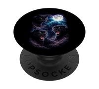 Panteras Oscuras Bajo la Luna Llena Vintage Fantasía Rayo PopSockets PopGrip Adhesivo