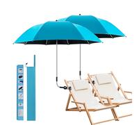 panthem 2PCS Sombrilla Playa para Silla con Abrazadera Universal, UPF 50+ 360 ° Ajustable Parasol Terraza, Sombrilla de Jardín para Patio Balcón Piscina Exterior, Azul claro, sin silla
