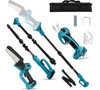 panthem 4 en 1 batería telescópica de poda sierra de 6 pulgadas mini motosierra sierra de árbol compatible con Makita 18V, 45 mm sierra eléctrica tijeras de jardín, tijeras de árbol tijeras de ramas
