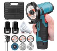 panthem Mini amoladora con 2 baterías de 2 Ah, 6 discos de corte y 1 muela abrasiva, Ø 76 mm, 19500 RPM, 12 V, mini amoladora angular inalámbrica para cortar, pulir, amolar y desoxidar