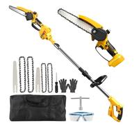 panthem Podadora de alta batería 2 en 1, compatible con Makita 18 V (sin batería), mini motosierra sin escobillas de 8 pulgadas y 6 pulgadas con 4 cadenas, sierra telescópica para podar árboles y