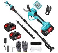 panthem Tijeras de podar eléctricas telescópicas 2 en 1 compatibles con Makita 18 V, alcance máximo de hasta 4,1 m, apertura de corte de 43 mm, motor sin escobillas con 2 pilas de 4000 mAh