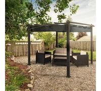 Pantheon 3x3 Pérgola Colgadizo Toldo Carpa Jardin 3x3m Aluminio Toldo Poliéster gris Blumfeldt