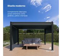 blumfeldt Pantheon Cortina Cenador 3x4m - Estructura de Aluminio, Techo Ajustable & Paneles Laterales, Resistente a la Intemperie, Carpa para Exteriores, Gris Oscuro/Negro