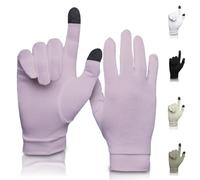 Pantheon Playing Cards Guantes de seda pura | Suaves y cómodos | Guantes térmicos interiores con pantalla táctil | Uso natural | Unisex | Bolsa de lavado incluida (Rosa, Pequeño)