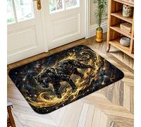 Panther - Alfombra de área moderna con espirales doradas, antideslizante, resistente a la decoloración, para entrada, baño, lavandería, decoración de mesita de noche, 2 x 3 pies