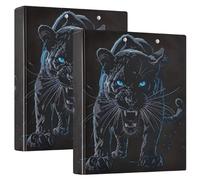 Panther - Carpetas negras de leopardo de 1-1/2 pulgadas, 3 anillos, carpetas básicas duraderas con clip antideslizante, bonita carpeta de tres anillos para suministros escolares, paquete de 2