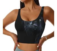 Panther - Chaleco deportivo para mujer, diseño de ojos azules, ideal para correr y entrenar, Negro, L