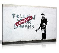 Panther Print Banksy Follow Your Dreams Graffiti - Lienzo decorativo (24 x 16)