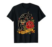 Panther Rose Traditional Tattoo Flash Stay True Old School Camiseta
