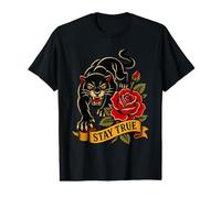 Panther Rose Traditional Tattoo Flash Stay True Old School Camiseta gráfica económica