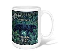 Panther - Taza de café de cerámica, diseño de hojas de orquídeas botánicas de la selva, color verde medianoche, taza de té con asa, ideal para amigos, familiares, compañeros de trabajo, profesores