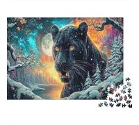 Panthère Noire Dans la Nuit enneigée 1000 Pieces Jigsaw Puzzle for Adults Faune Sauvage Cadeau D’Anniversaire Loisir Créatif Décoration De La Maison 70x50cm/1000pcs