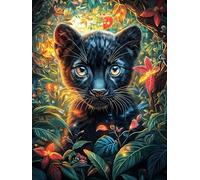 Panthère Noire Dans le Jardin Fleuri Puzzle 1000 Piezas Papel Adolescentes Animal Planta Actividad Familiar Educativa Mejora Coordinación Ojo-Mano Fiestas Navideñas 1000 PCS