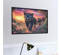 Panthère Noire Mother and Cub Puzzle 1000 Piezas Colorido Cartón Bêtes fantastiques Rompecabezas Familiar para Toda La Familia Juguete Educativo 3D Maquetas Construir 1000 PCS